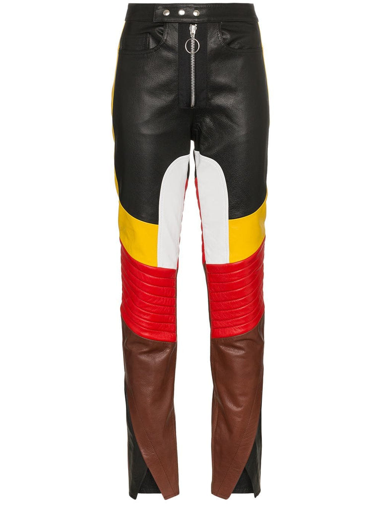 contrast panelled leather trousers