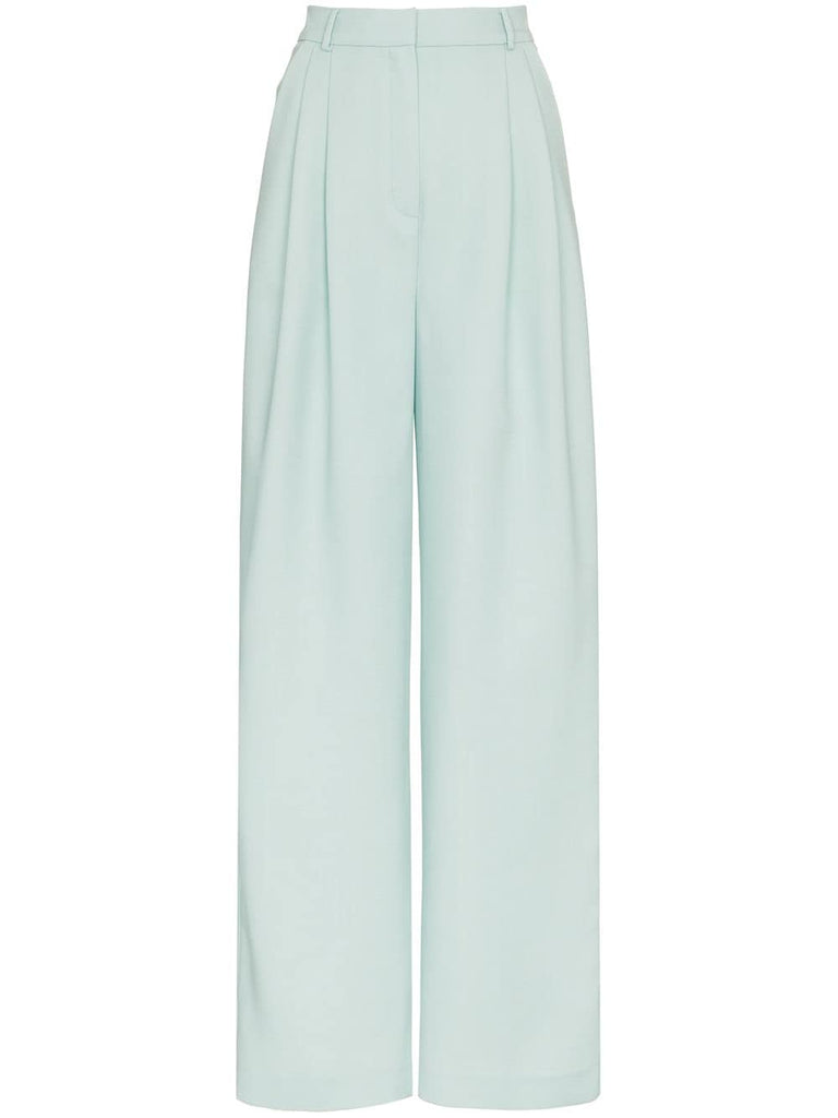 wide leg pleat front trousers