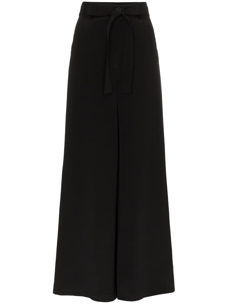 wide leg belted trousers