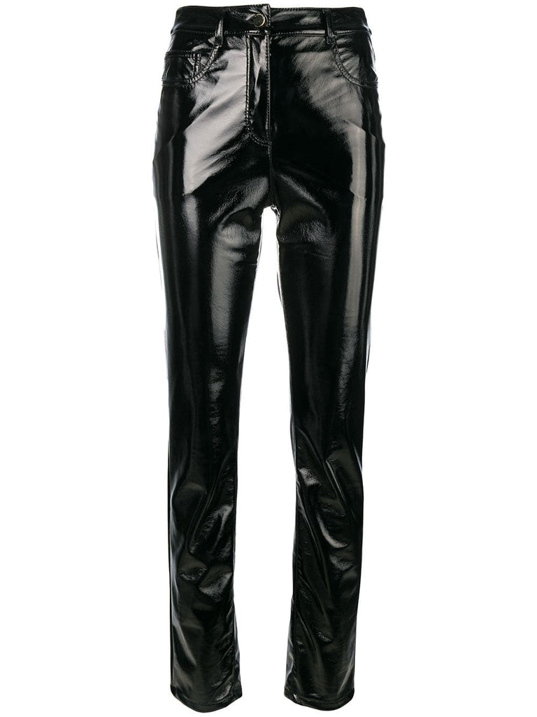 glossy biker trousers