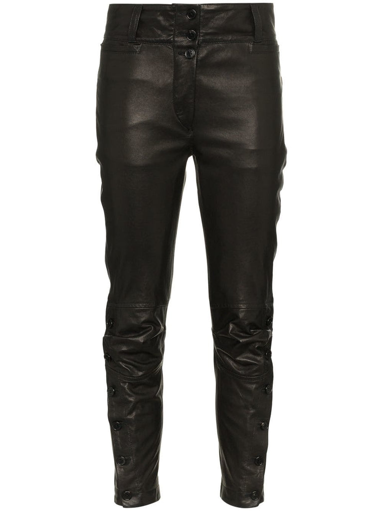 mid rise cropped leather trousers