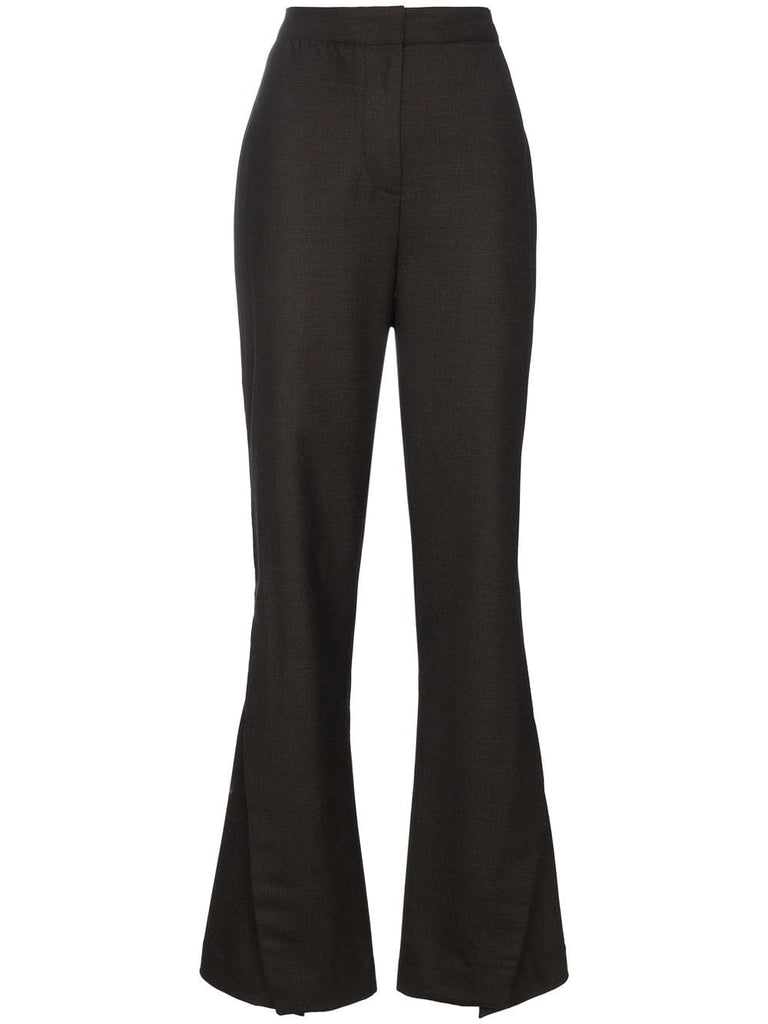 high waist buttoned wool trousers