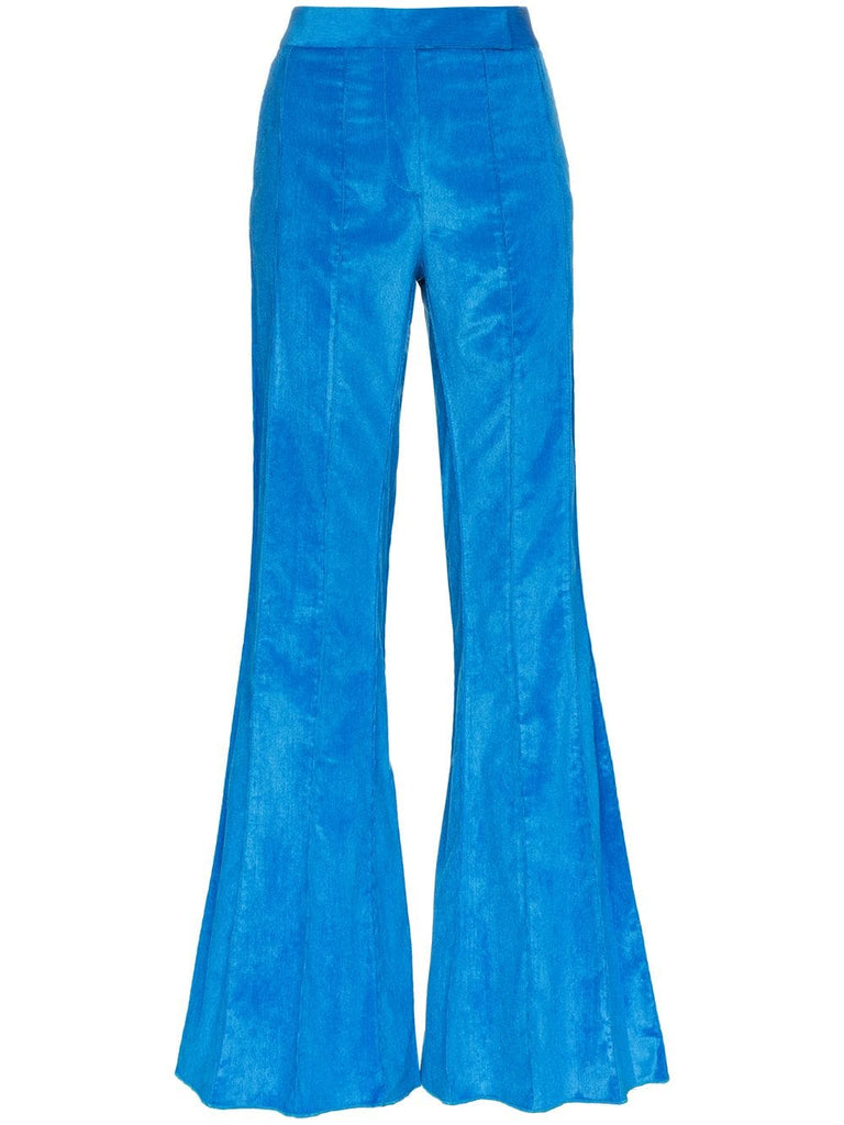 corduroy pleated flare trousers