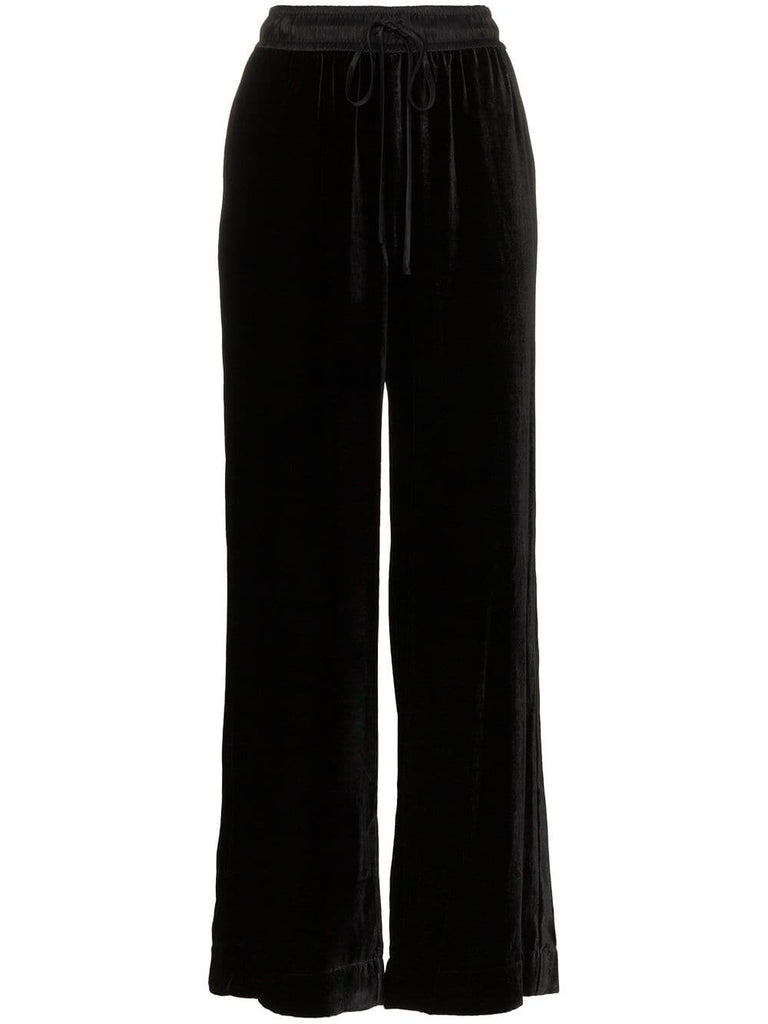 Drawstring waist velvet track pants