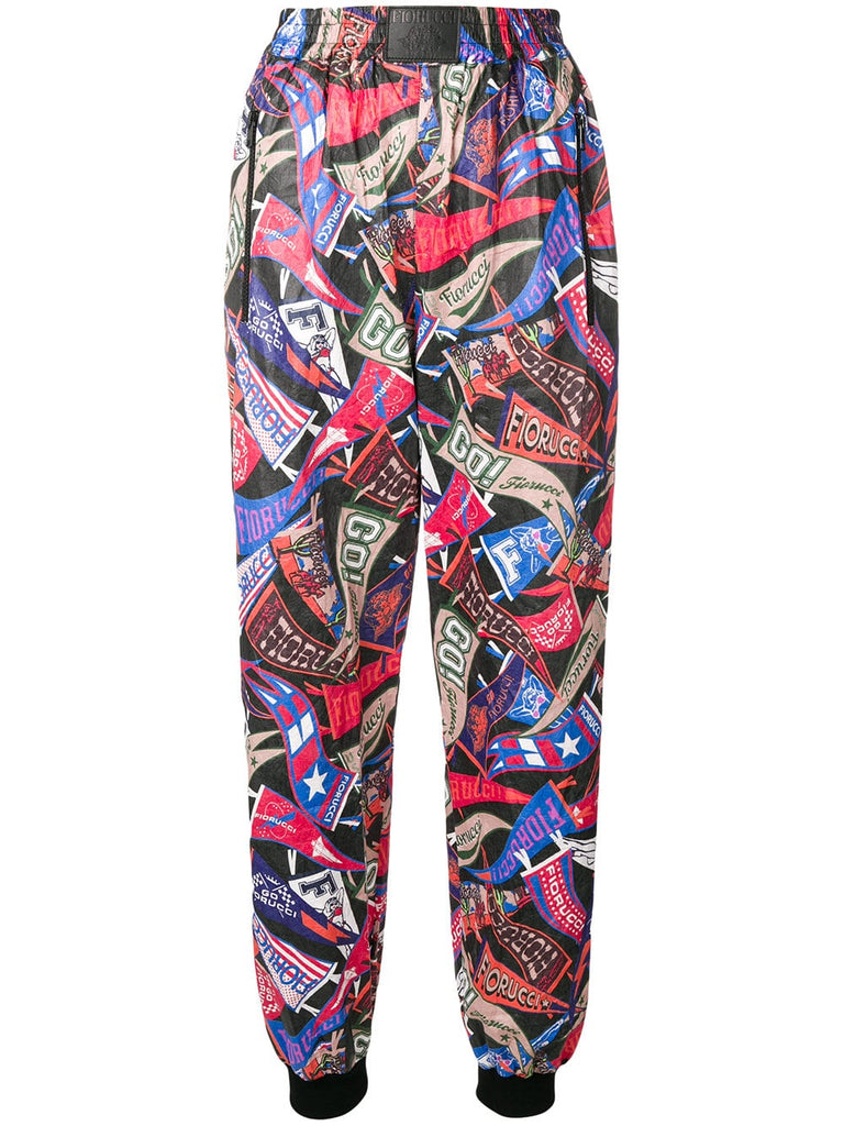 flag printed track pants