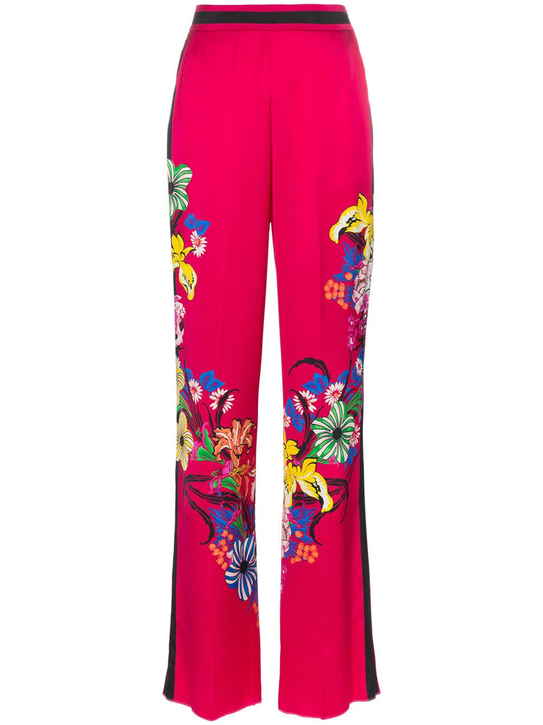 high waist floral print wide-leg trousers