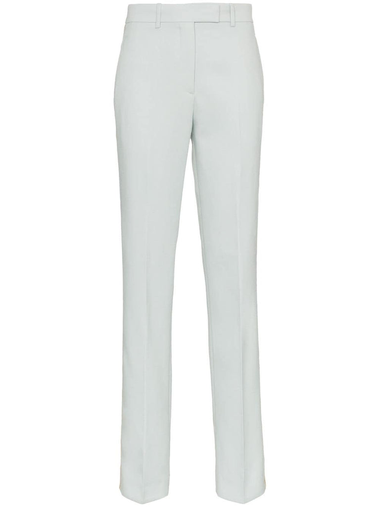 Straight Leg Wool Trousers with Tuxedo Stripe