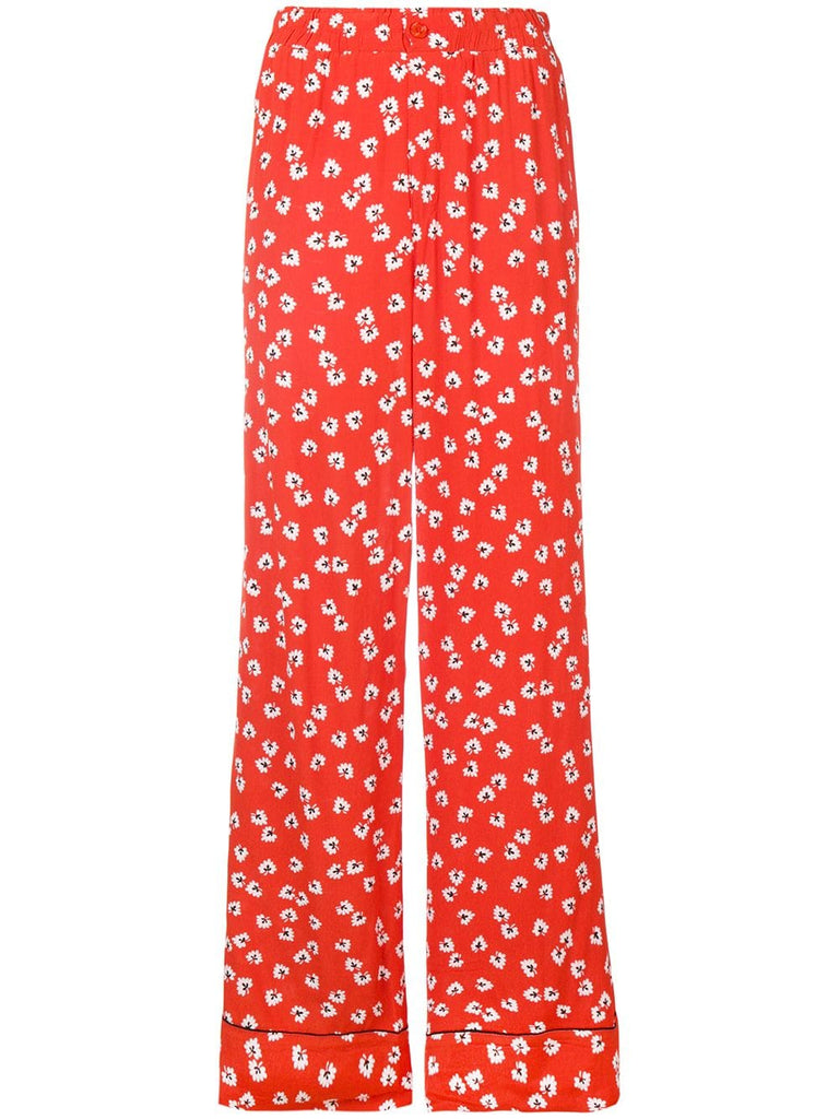 straight leg floral trousers