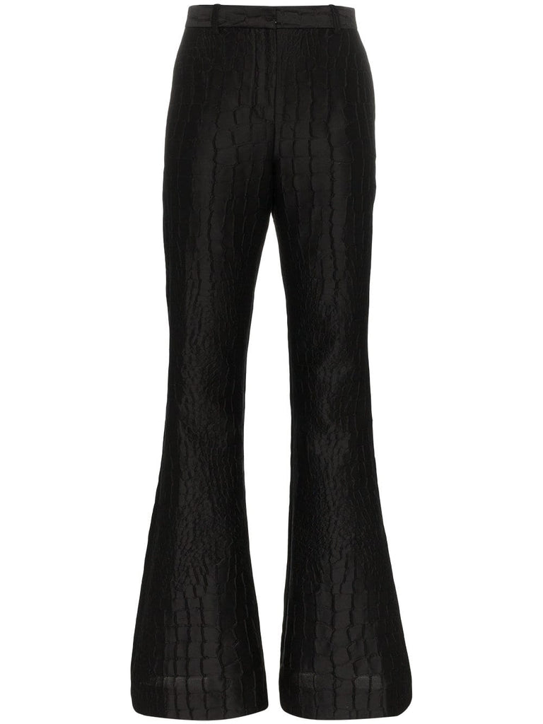 mock croc silk jacquard trousers