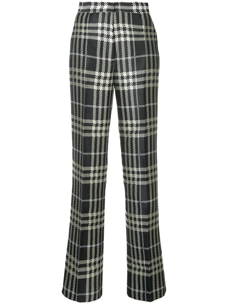 plaid straight leg trousers