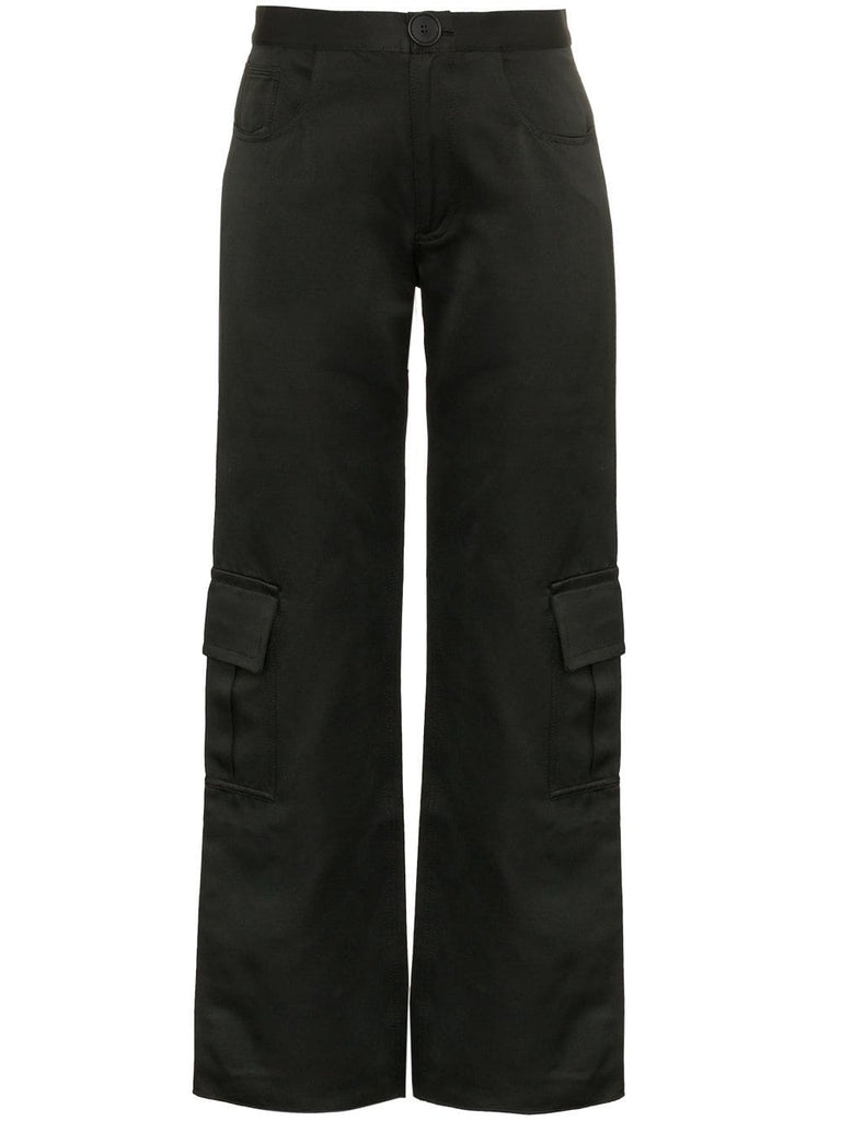 high waisted wide-leg cargo trousers