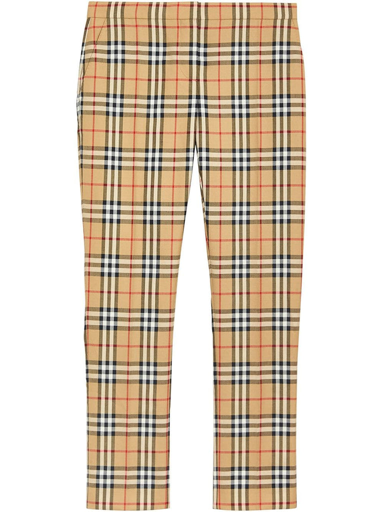 Vintage Check Wool Cigarette Trousers