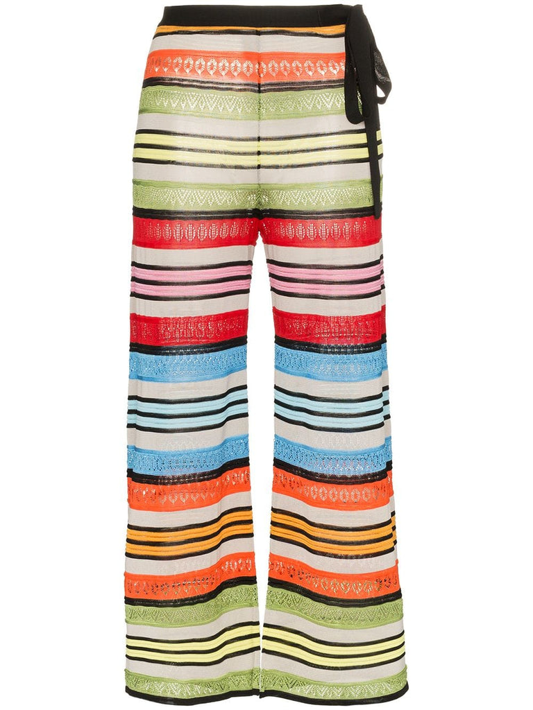 rego stripe wide leg trousers