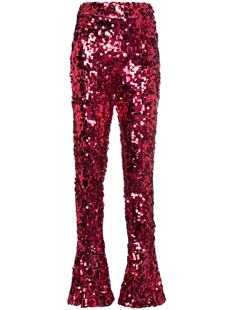 high waisted sequin flared trousers