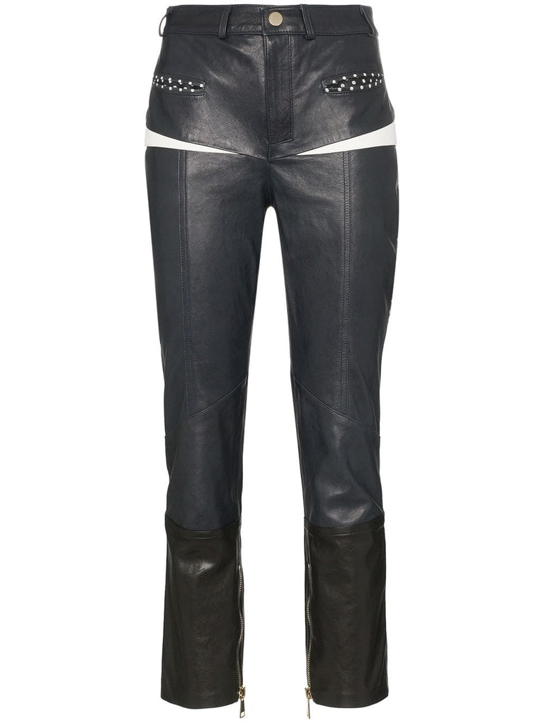 Manon front pocket slim leg leather trousers