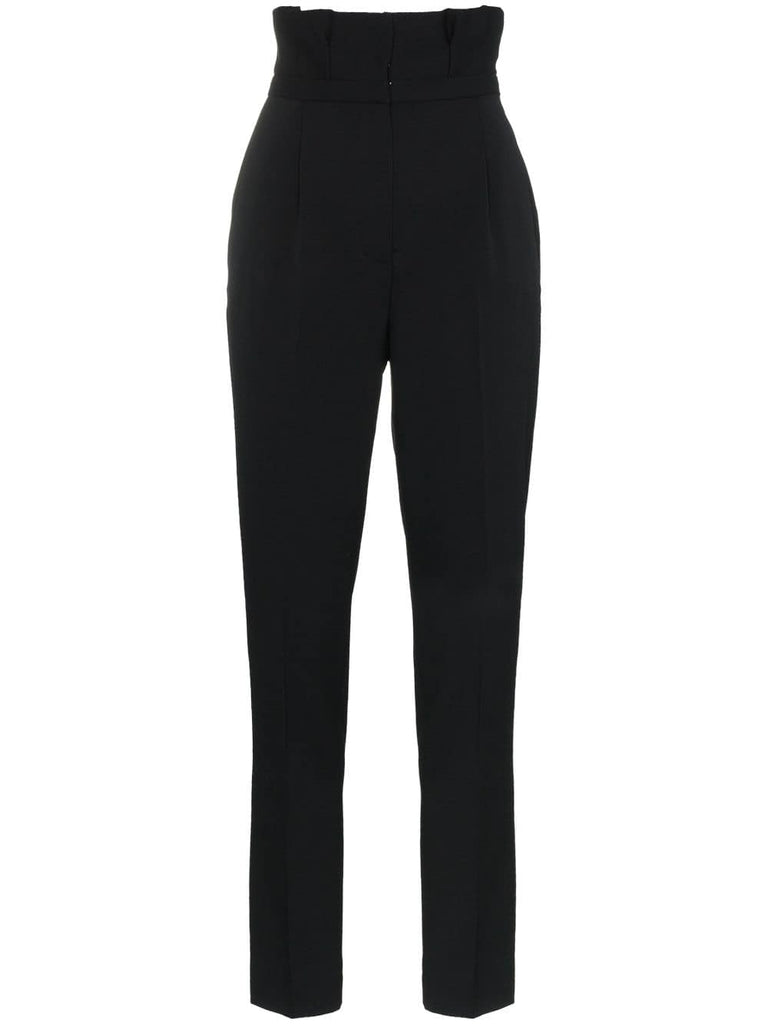 high-waist wool-blend trousers