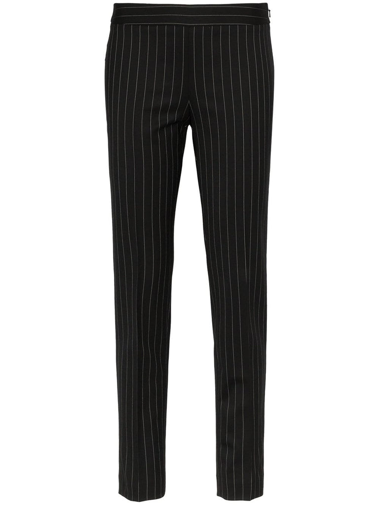 high-waisted skinny pinstripe trousers