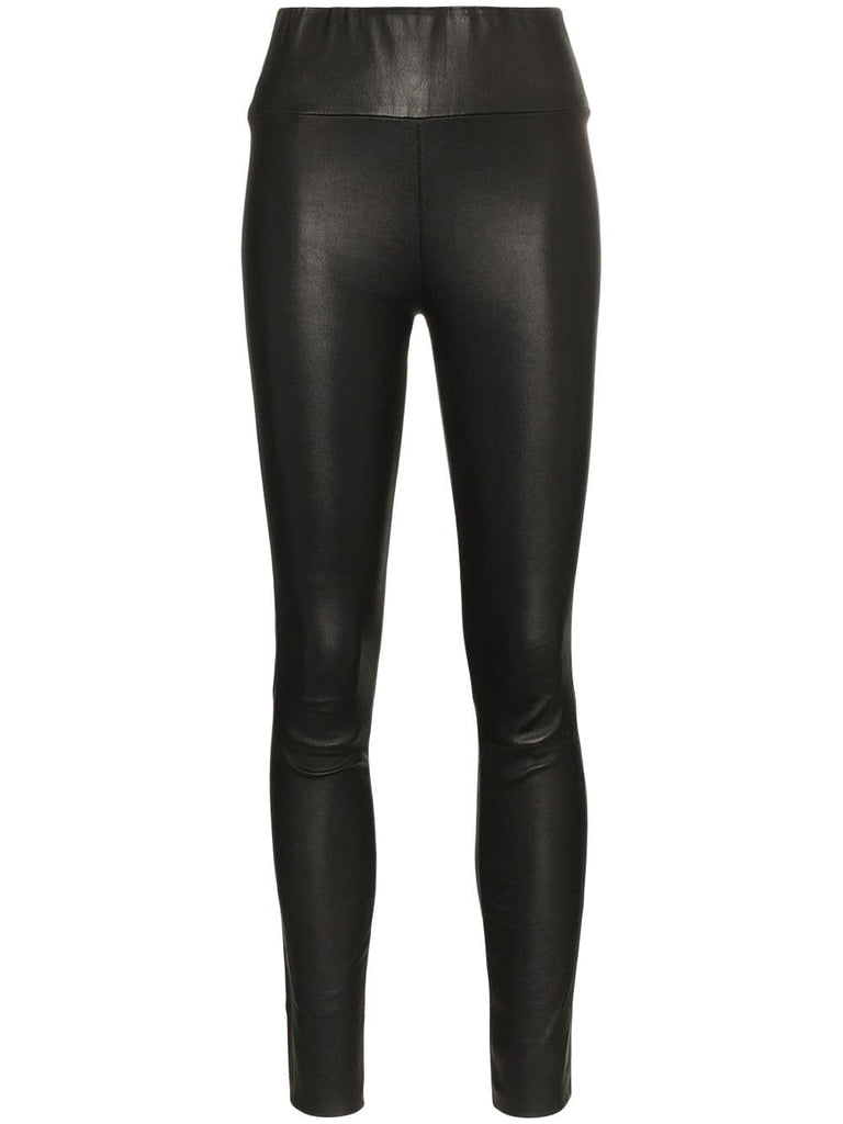 black high waisted leather leggings