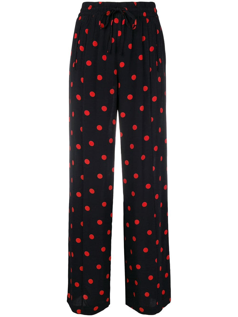 spot print trousers