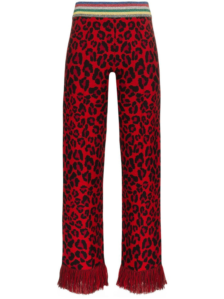 animalier jacquard trousers