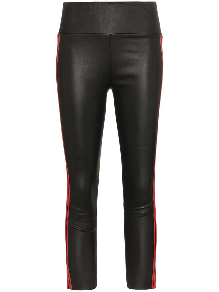 triple stripe leather leggings