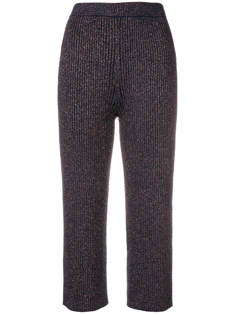 lurex ribbed knit trousers