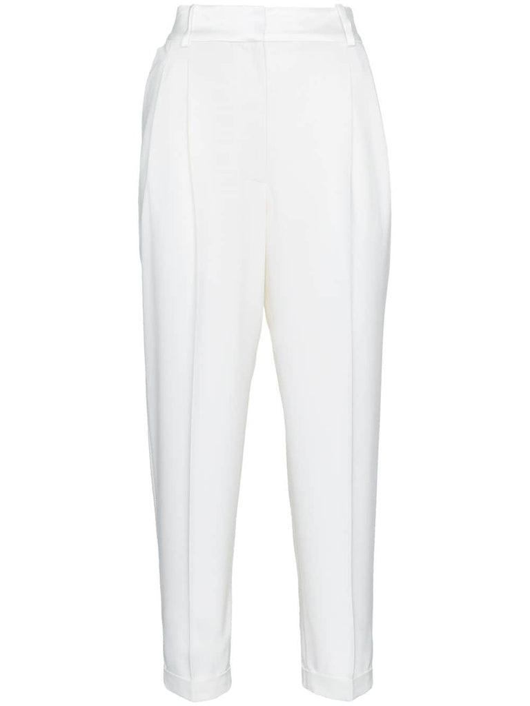 front pleat high waist wool trousers