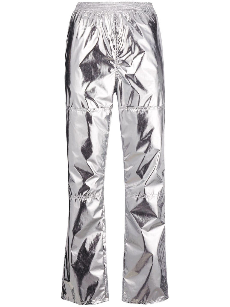 metallic slim-fit trousers