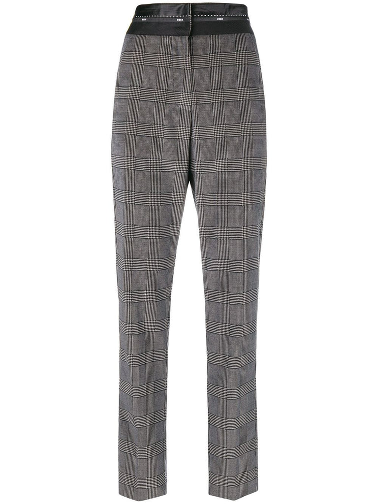 high waist checked trousers