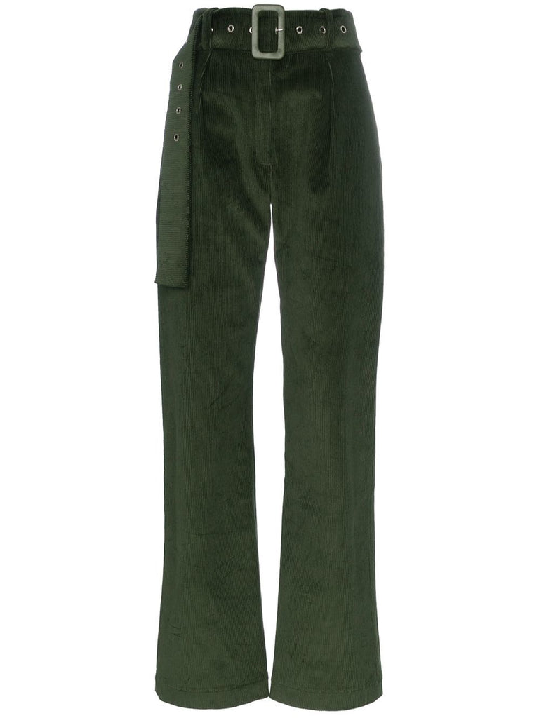 belted corduroy flared trousers