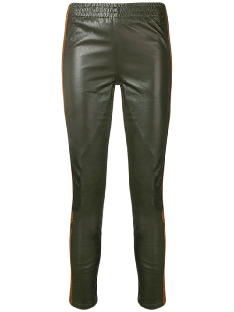 side stripe leather front leggings