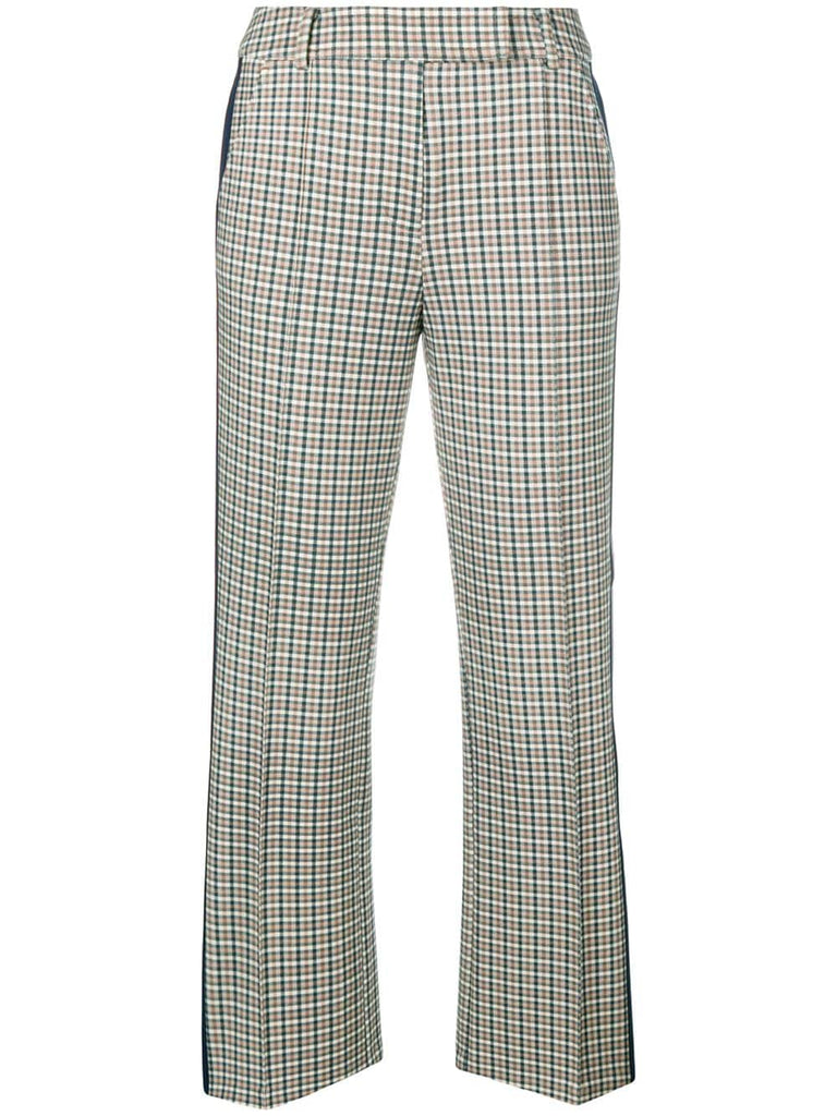 check pattern cropped trousers