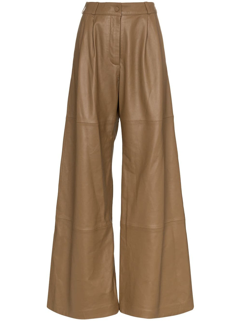 High-Waist Wide Leg Leather Trousers