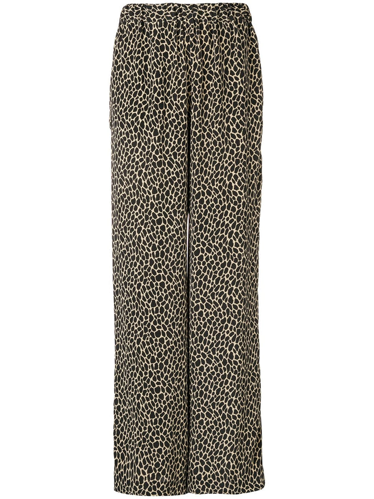 giraffe print wide leg trousers