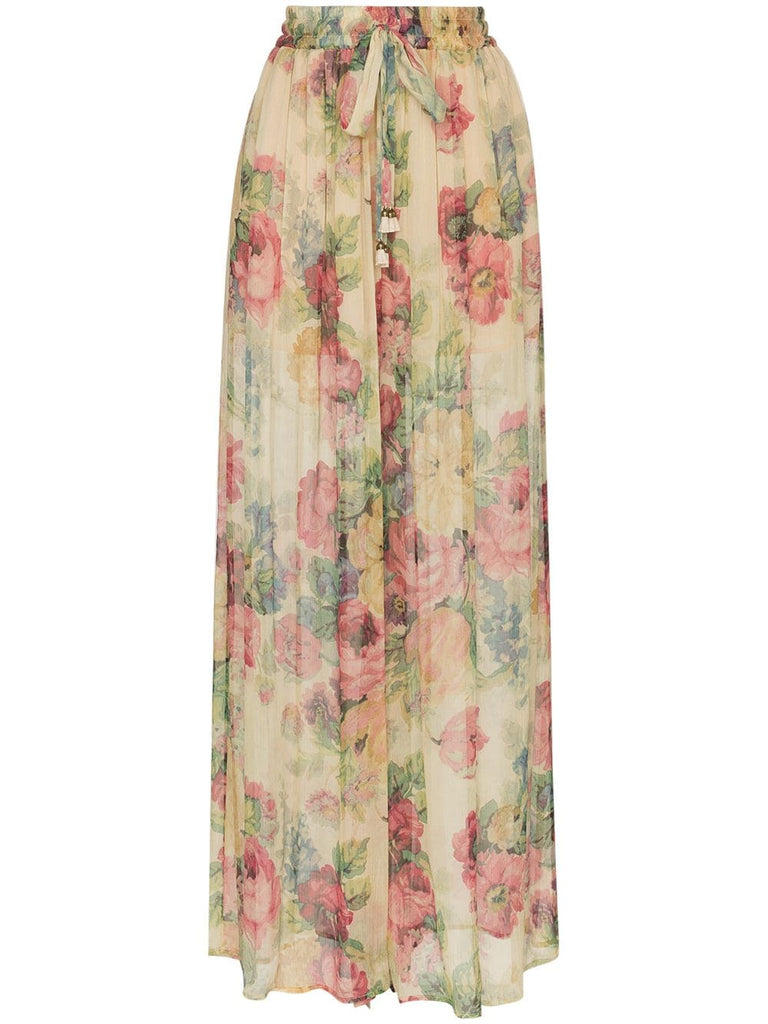 melody floral print silk trousers