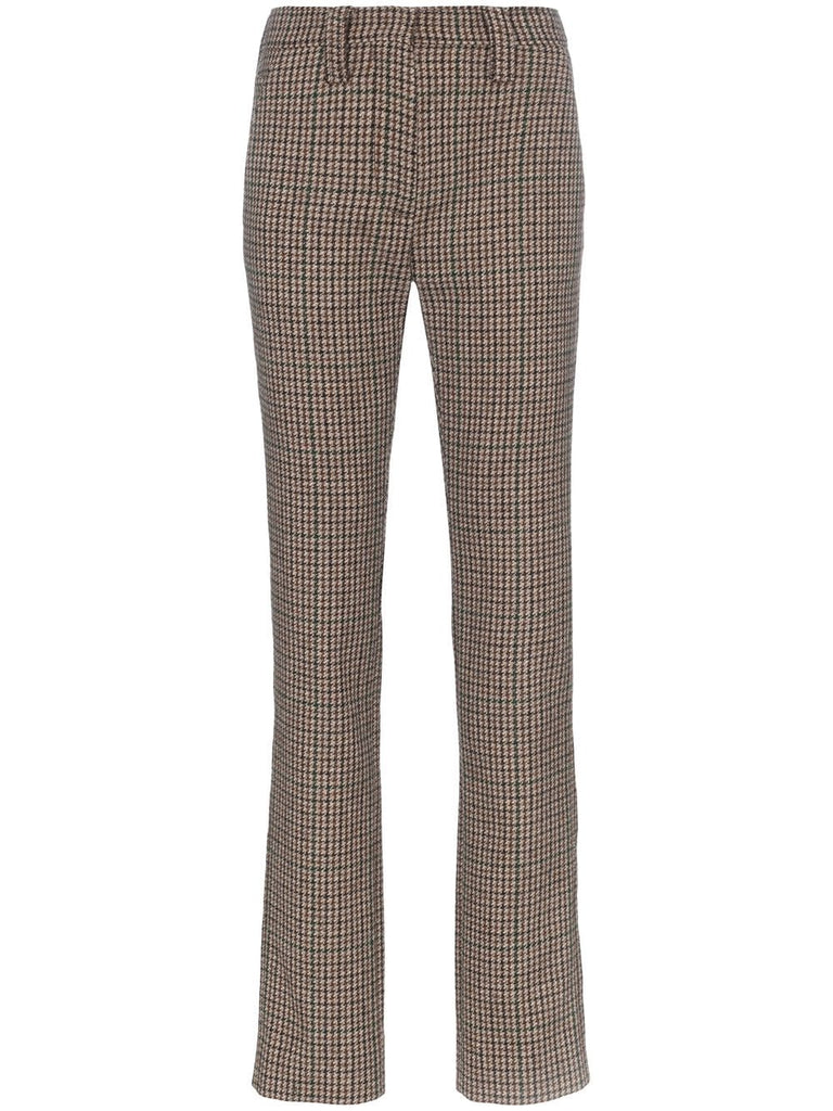 high waisted checked wool trousers