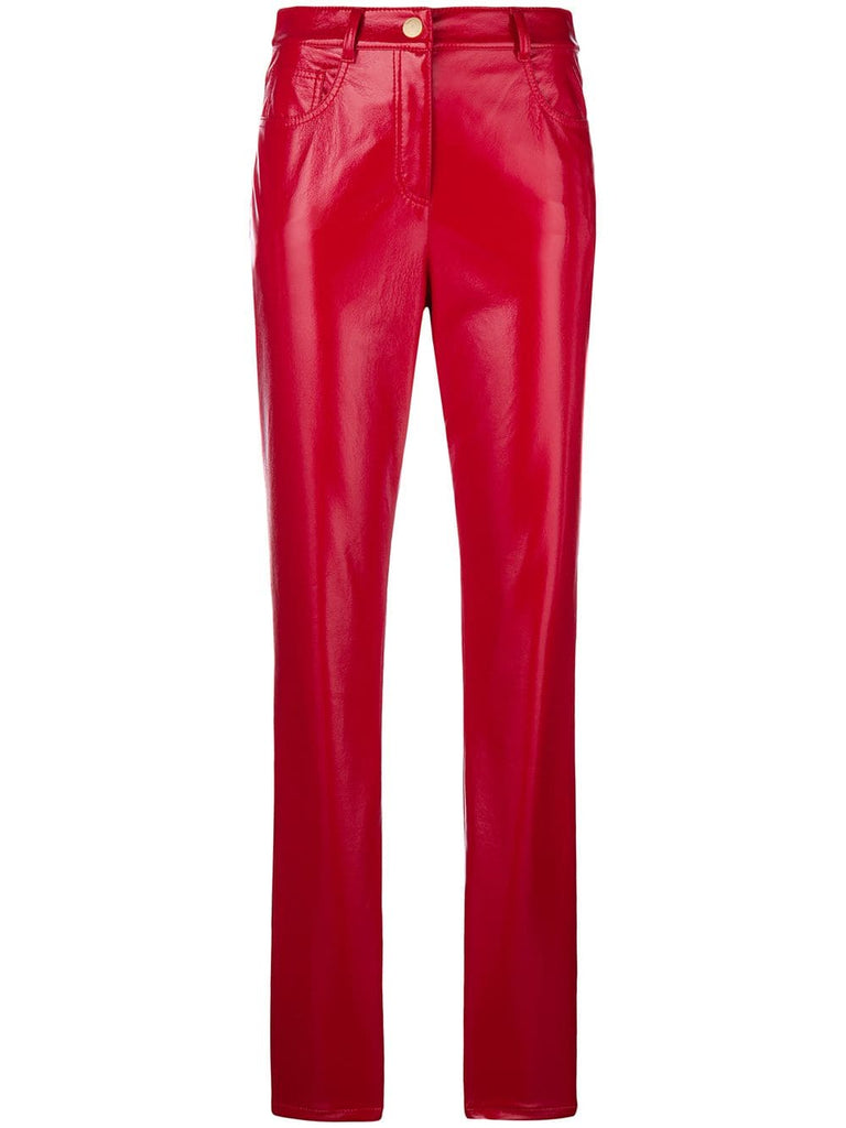 slim fit faux-leather trousers