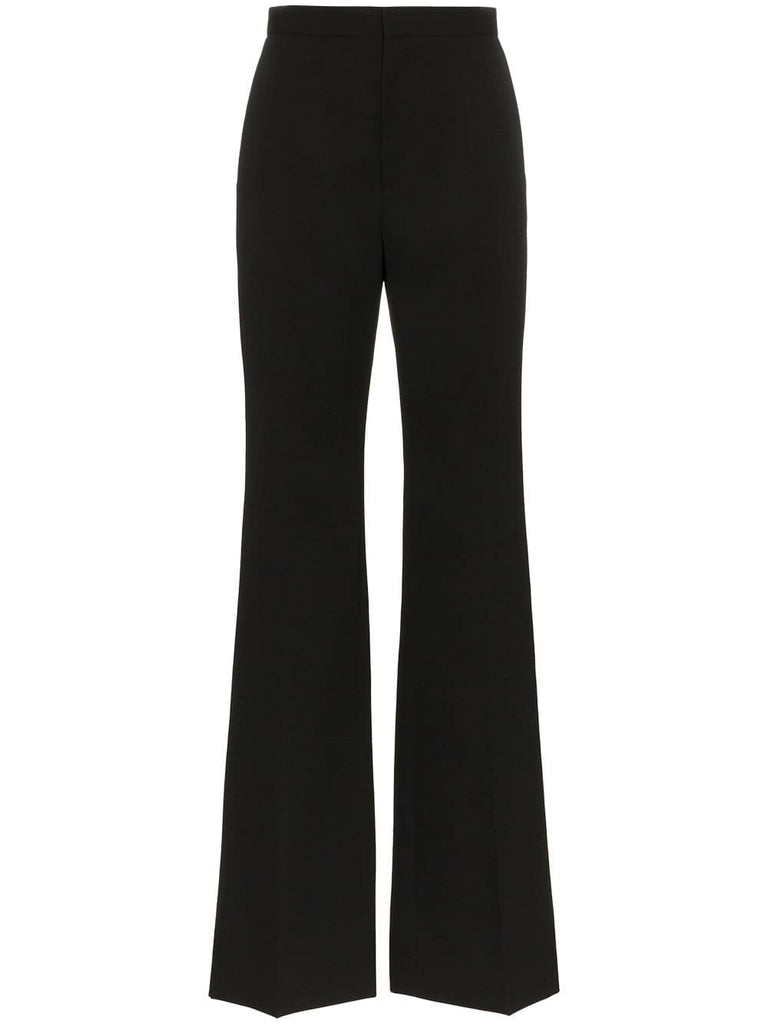 High waisted wide leg wool trousers