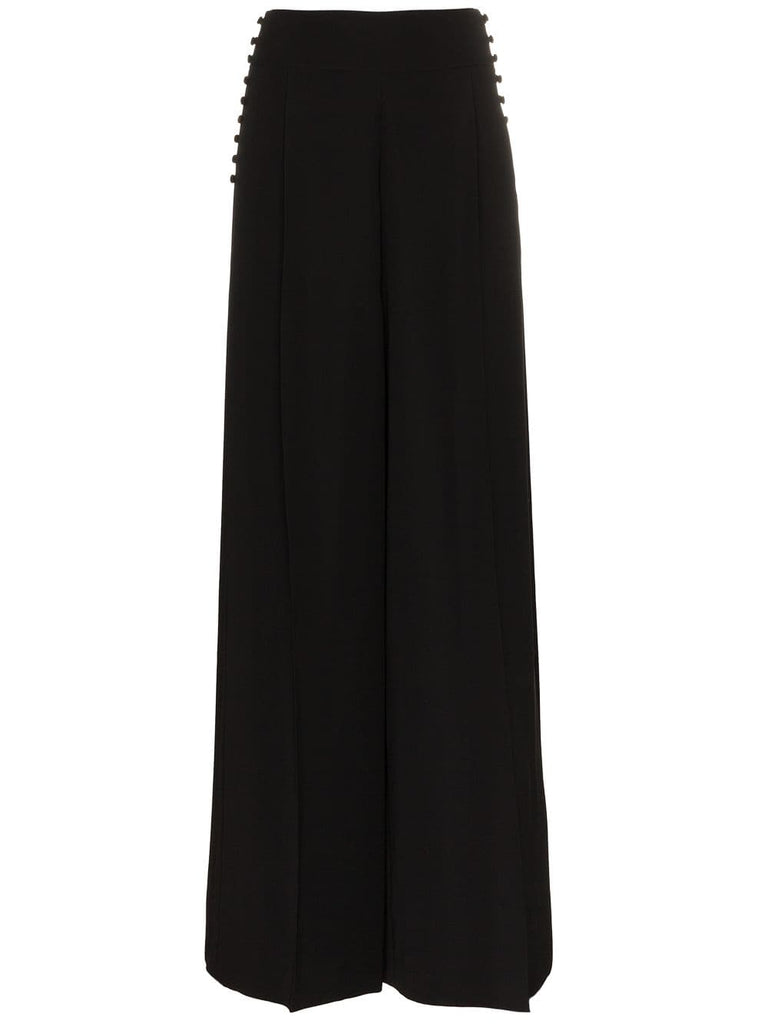 button detail wide leg trousers