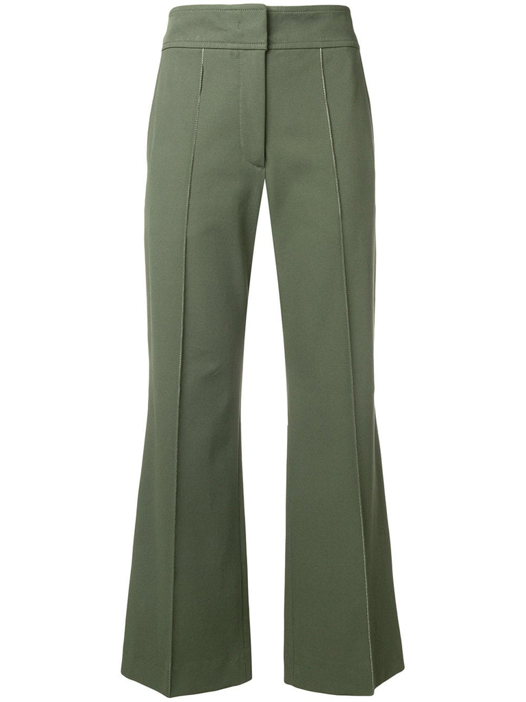 stretch flare trousers