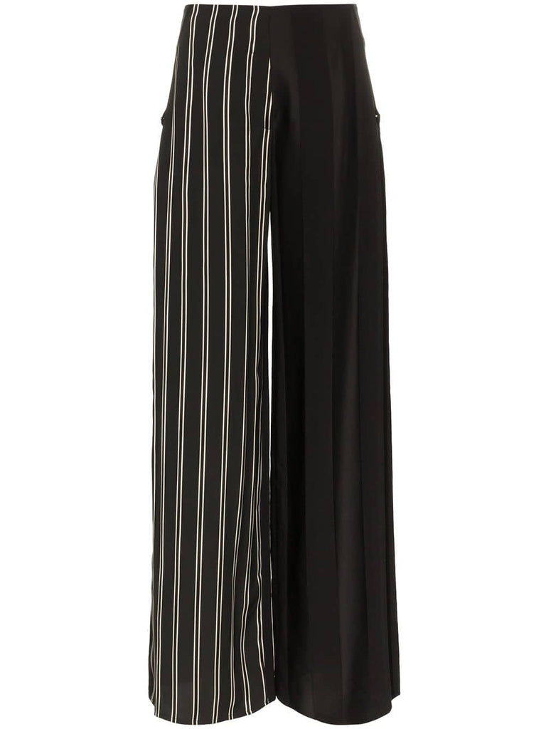 side closure striped wool blend trousers