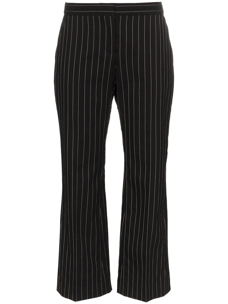 flared pinstripe cropped trouser