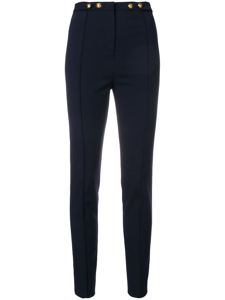 high-waist slim trousers