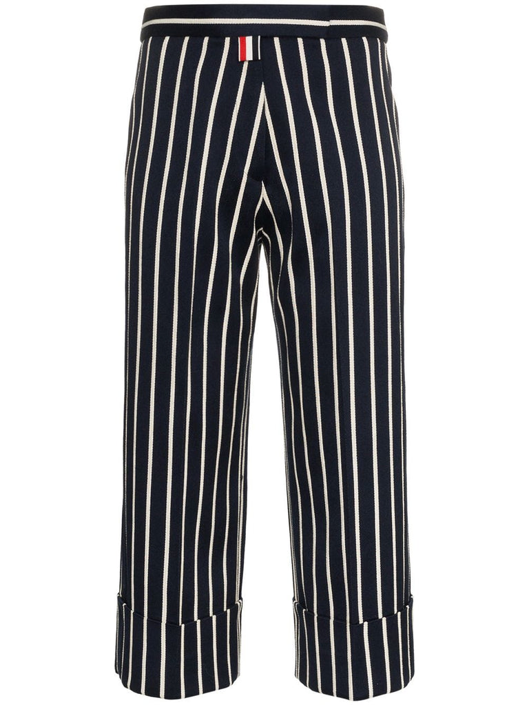 cropped stripe silk trousers