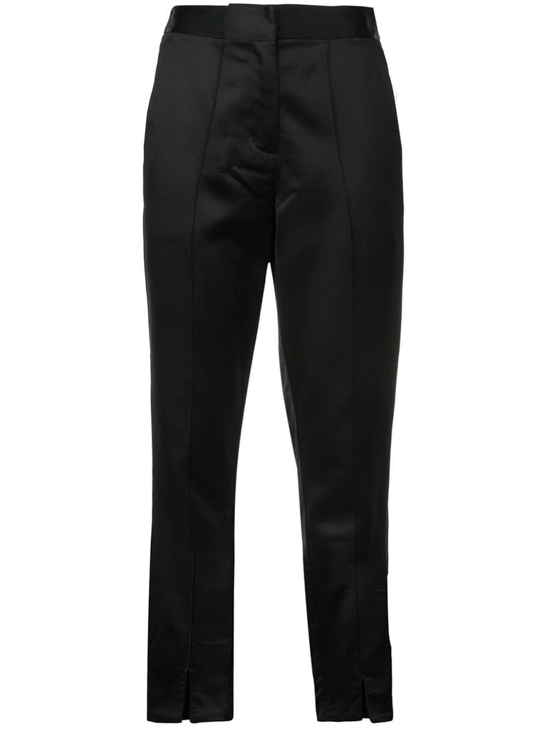 satin slim ankle trousers