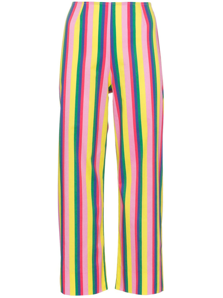 Maui striped cotton cropped trousers