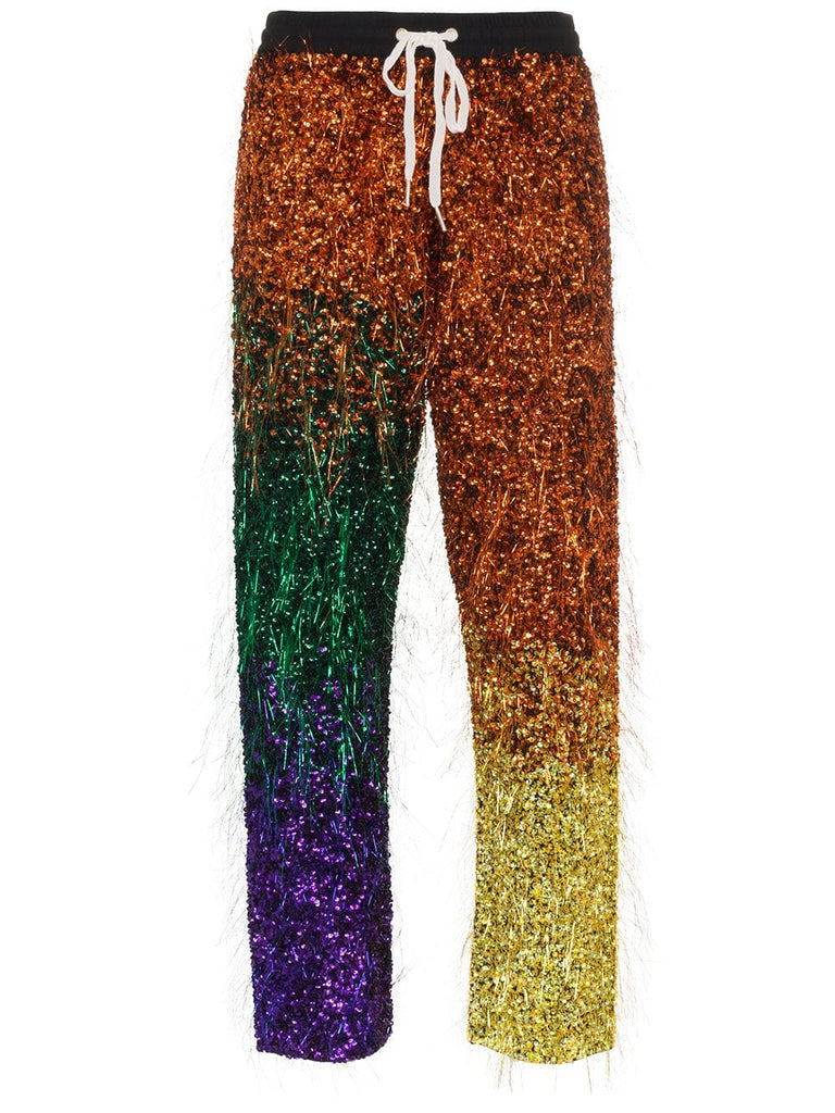 tinsel sequin embellished silk track pants