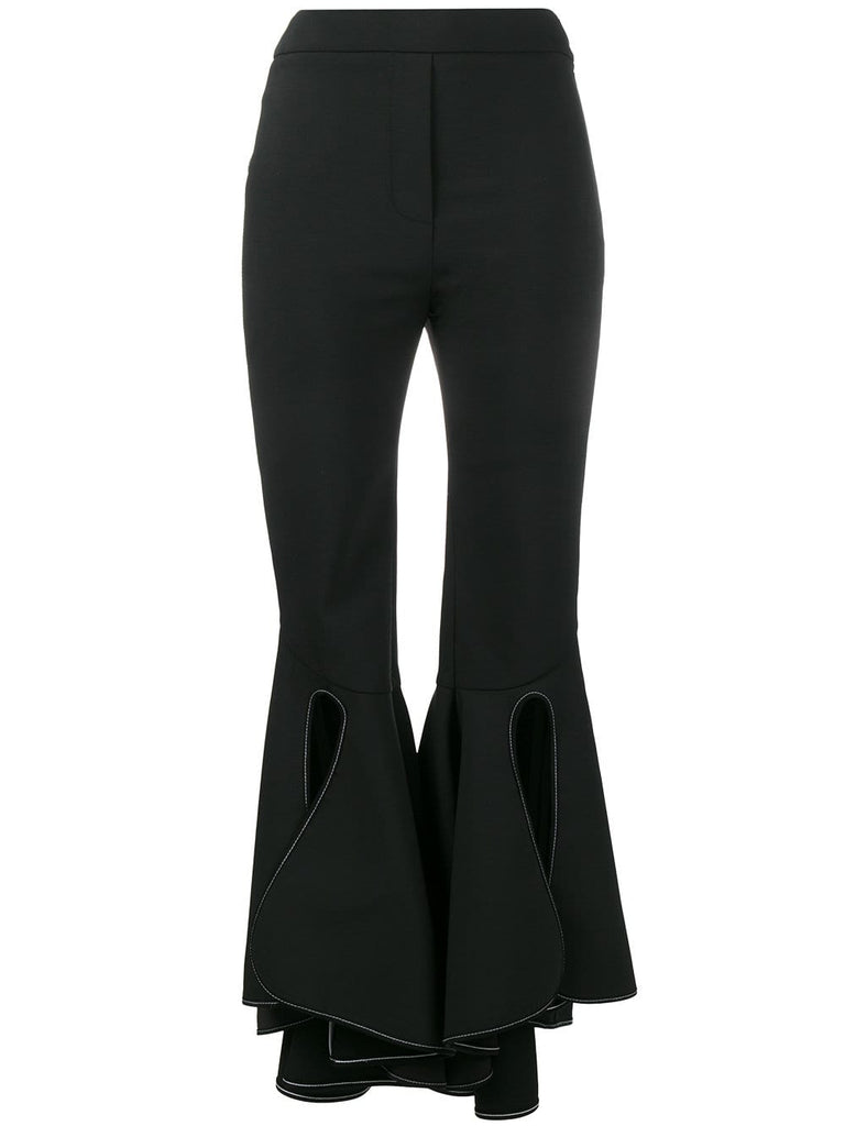 high waisted fitted flared trousers