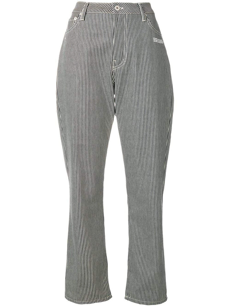 stripped tapered trousers