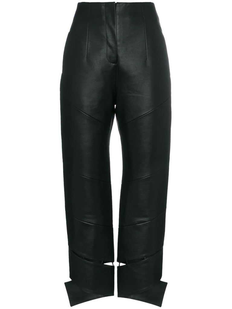 High-Waisted Faux Leather Trousers